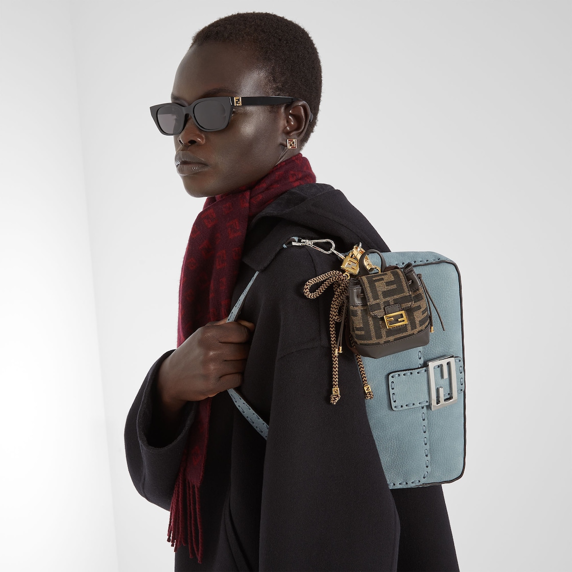 FENDI Baguette® Mercury blue nubuck leather Selleria bag with 612 hand-sewn topstitches - Image 7